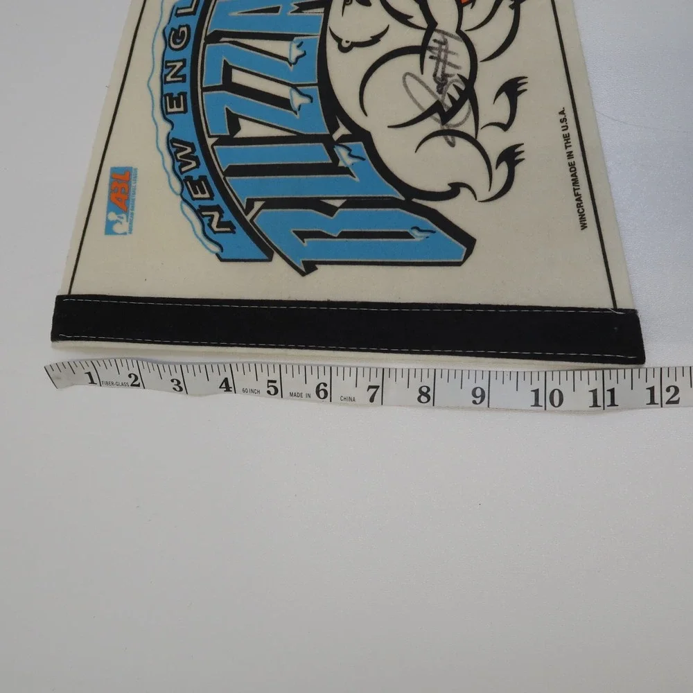 Vintage New England Blizzard ABL Basketball League Pennant Felt Autographed Sign